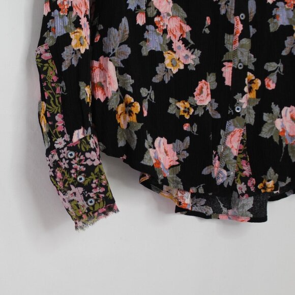 Free People Hold On To Me Floral Long Sleeve Blouse Size Small - Picture 7 of 9